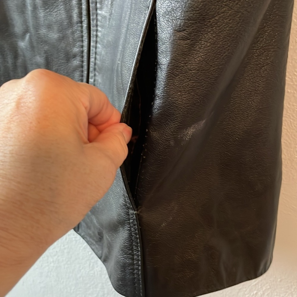 Artesanias En Ceuro Y Gamuza Mexican Leather Vest Black Full Zip‎ Fitted Small - Picture 5 of 12